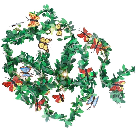 LanSuare 6.5FT Christmas LED Butterfly String Rattan Lights, Battery Powered Garland Lights for Garden, Bedroom, Dorm, Patio, Party, Wedding, Christmas Tree, Spring Decoration