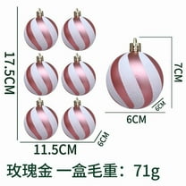 LanSuare 6Pcs Christmas Balls Ornaments, 2.3" Stripe Shatterproof Painted Xmas Hanging Ball Ornaments for Xmas Tree Decor, Party Accessories Decor(Rose Gold)