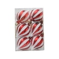 thumbnail image 1 of LanSuare 6Pcs Christmas Balls Ornaments, 3.9"x2.3" Shatterproof White Red Stripe Painted Xmas Hanging Ball Ornaments, Suitble for Xmas Tree Decor, Party Accessories Decor, 1 of 7