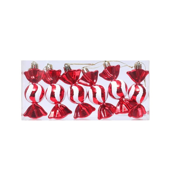 LanSuare 6Pcs Christmas Irregular Ball Hanging Ornaments, Red White Shatterproof Abnormal Pendant, Suitable for Porch, Wall, Indoor Home Decor, Front Entry, Christmas Tree Decor