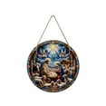 thumbnail image 1 of LanSuare 7.87Inch Round Wooden Hanging Ornaments, Birth of Jesus Hanging Decor, Holy Religious Gift for Christmas Tree, Home Christmas Celebration, 1 of 6