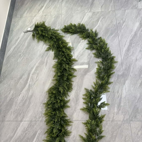 LanSuare 8.8FT Christmas Cedar Garland, Realistic Greenery Cypress Garlands, Real Touch Artificial Pine Garland for Home Dining Table, Mantel, Stair, Porch, Winter Xmas Decor