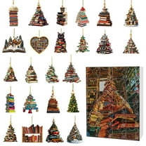 LanSuare Advent Calendar 2025 with 24 Book-Tree Shape Hanging Ornaments, Christmas 24 Days Countdown Calendar, Christmas Tree Decorations, Party Favor Gifts for Grandkids Teen