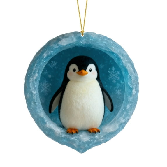 LanSuare Animal Ornaments for Christmas Tree, 3.1" 2D Round-shape Acrylic Forest Animal Christmas Ornaments, Christmas Hanging Ornament, Gift for Animal Lovers