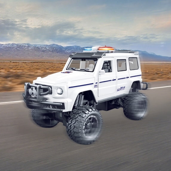 LanSuare Car Toy, Off-road Special Car with Flashing Rooftop Lights and Siren Headlights, Off-road Cars Toy for Little one Ages 4-8, White
