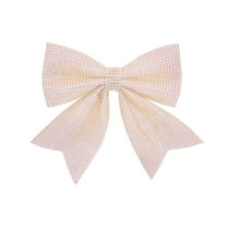 LanSuare Christmas Bow Decorations, 10 Inch Gold/Silver Glitter Holiday Bows with Sequin Ties for Xmas Tree Topper, Wreath, DIY Crafts, Gift Wrapping, Party Decor Ornaments