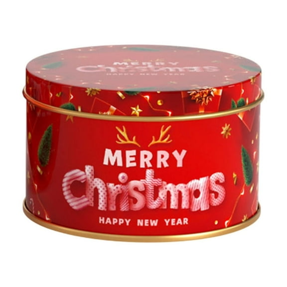 LanSuare Christmas Cookie Tins, 3"x1.7"Round Metal Containers with Lids, Christmas Cookie Baking Container Suitable for Storing Patisseries, Snack, Chocolate, Gift Giving