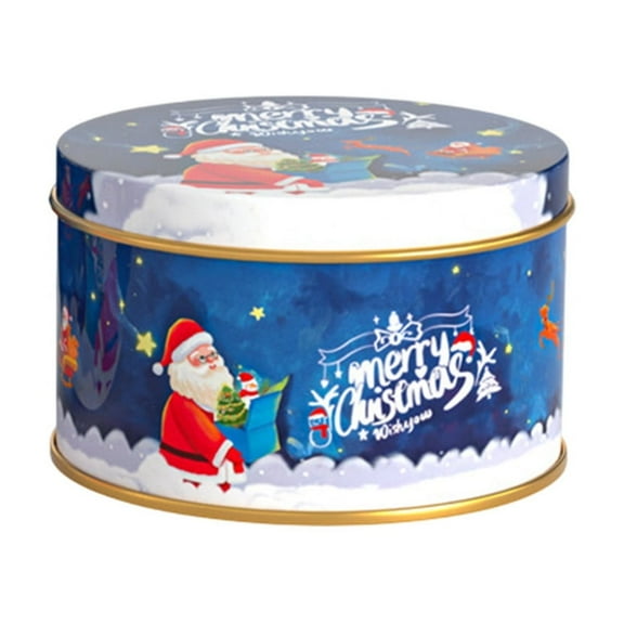 LanSuare Christmas Cookie Tins, 3"x1.7"Round Metal Containers with Lids, Christmas Cookie Baking Container Suitable for Storing Patisseries, Snack, Chocolate, Gift Giving