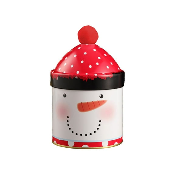 LanSuare Christmas Cookie Tins, Cylinder Shape Metal Storage Box with Lids, Christmas Cookie Baking Container Suitable for Storing Patisseries, Snack, Chocolate, Gift Giving, 5.5"x3.5", Snowman