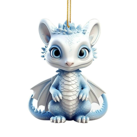 LanSuare Christmas Dinosaur Hanging Ornament, 3.14Inch Multicolour Acrylic Cute Dinosaur Pendant, Suitable for Vehicle Interior, Gift Giving, Christmas Tree Decor