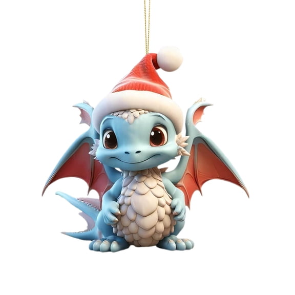 LanSuare Christmas Dinosaur Hanging Ornament, 3.14Inch Multicolour Acrylic Cute Dinosaur Pendant, Suitable for Vehicle Interior, Gift Giving, Christmas Tree Decor