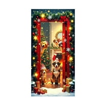 LanSuare Christmas Door Cover Decoration, Cute Dog Snowflake Xmas Background Banner Door Hanging Covers, for Winter Party Decorations Supplies, 35x71Inch