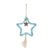 LanSuare Christmas Fluffy Star Hanging Ornaments, Five Point Star Xmas Tree Pendant, Suitable for Porch, Wall, Indoor Home Decor, Front Entry, Christmas Tree Decor