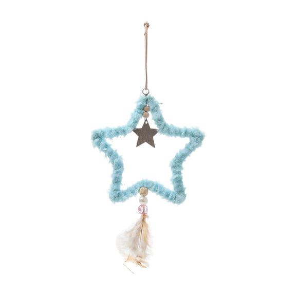LanSuare Christmas Fluffy Star Hanging Ornaments, Five Point Star Xmas Tree Pendant, Suitable for Porch, Wall, Indoor Home Decor, Front Entry, Christmas Tree Decor