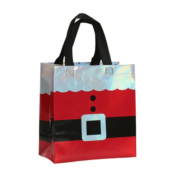 LanSuare Christmas Gift Bags, Multifunctional Non-Woven Tote Treat Christmas Bags with Handles, Suitable for Gifts Wrapping Shopping, Xmas Party Supplies, 9.1" x 4.3" x 8.7" Red
