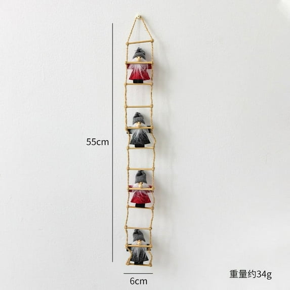 LanSuare Christmas Gnome Hanging Ornaments, Gnome Climbing Ladder Fireplace Decoration Pendant, Suitable for Courtyard, Lawn, Window, Outdoor Hanging Decoration