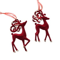 LanSuare Christmas Hanging Ornaments, Wine Red Velvet Reindeer Deer Candy Shape Pendant, Suitable for Porch, Wall, Indoor Home Decor, Front Entry, Christmas Tree Decor