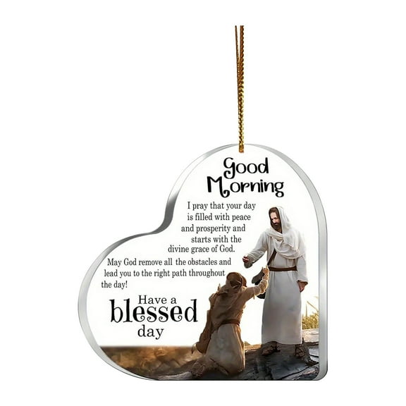 LanSuare Christmas Heart-Shape Hanging Ornaments, 3.14Inch Religious Nativity of Jesus Pattern Pendant, Suitable for Courtyard, Lawn, Patio, Window, Christmas Tree, Outdoor Hanging Decoration