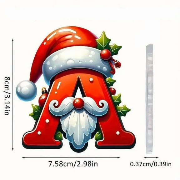 LanSuare Christmas Initial with Red Hat 26 Letters Ornaments, Christmas 26 with Letter Santa Claus Beard Pendant, for Christmas Tree, DIY Craft Christmas Ornaments(A)