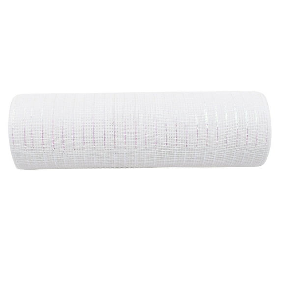 LanSuare Christmas Mesh Ribbon Decor, 10.2Inch Widex36Inch Long Plastic Mesh Wire Ribbon Metallic Foil Rolls for DIY Christmas Wreaths, Decorations Wrapping Craft, White