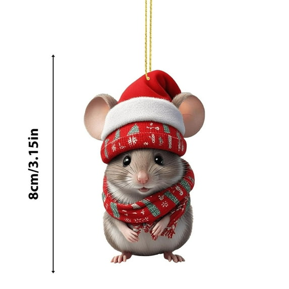 LanSuare Christmas Mice Hanging Ornaments, 3.14Inch Mice Christmas Trees Home Decorations Gift, Suitable for Porch, Wall, Indoor Home Decor, Front Entry, Christmas Tree Decor