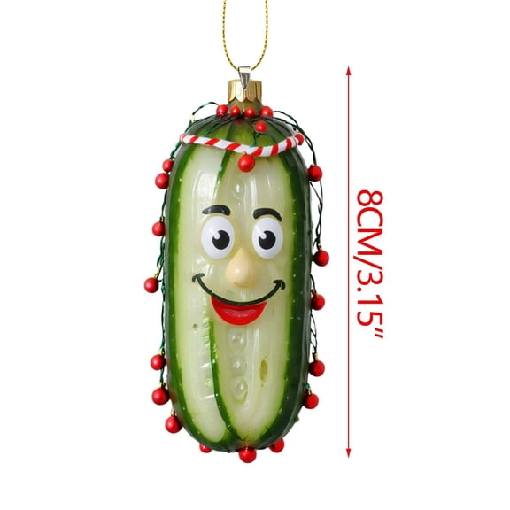 LanSuare Christmas Mini Cucumber Ornaments, 3.1Inch Cute Multi Functional Acrylic Cucumber Pendant, Suitable for Xmas Tree, Holiday Party, Gift Exchange, Outdoor Hanging Decoration