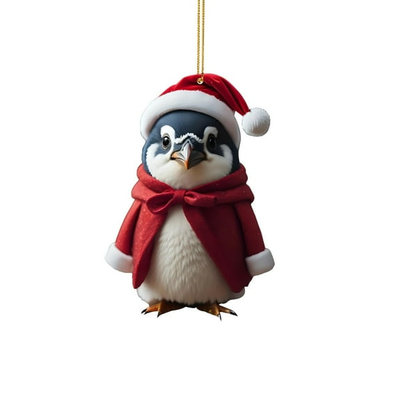 LanSuare Christmas Penguin Hanging Ornaments, Acrylic Cute Cartoon Penguin Shape Pendant, Suitable for Xmas Tree, Holiday Party, Indoor Outdoor Hanging Decoration