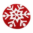 thumbnail image 1 of LanSuare Christmas Round Rug, 24Inch Flocking Red Floor Mat with Santa Claus SnowFlake Pattern, for Living Room Decoration, for Indoor, Living Room, Home Christmas Decor, 1 of 7