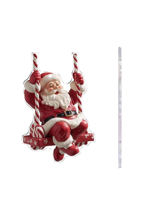 Christmas Santa Claus Cycling Acrylic Pendant, Funny Santa Claus Christmas Decor for Car Interior Decoration, Keychain Backpack Ornament