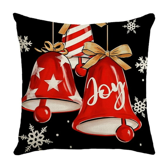 LanSuare Christmas Snowflake Letter Bow Pillow Cover, 18x18 Inches Throw Pillow Cover with Snowflake and Bow, for Sofa Bed, Farmhouse, Outdoor, Living Room