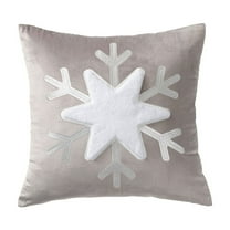 LanSuare Christmas Snowflake Throw Pillow Cover, 18x18 Inch Soft Flocked Snowflake Pattern Pillowcase, for Sofa, Couch, Bed Car, Living Room, Home Christmas Decor