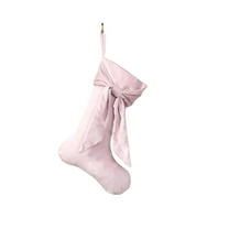 LanSuare Christmas Stocking with Bowknots, 15.7"x7.5" Large Solid Color Christmas Stockings, Xmas Hanging Ornaments for Candy Gift Bags, Xmas Tree, Home Fireplace(Light-pink)