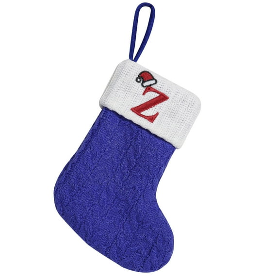 LanSuare Christmas Stockings with Initials, 7Inch Letter Embroidered Xmas Stockings, Knitted Blue-White Xmas Stocking for Christmas Party, Family Fireplace Decorations(Z)