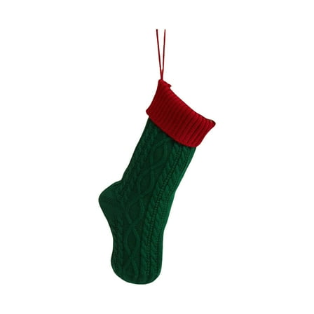 LanSuare Christmas Stockings Knit, 18Inches Xmas Large Stockings, Red-Green Hanging Stockings Candy Gift Bags for Home Fireplace, Christmas Decoration