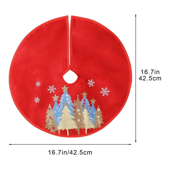 LanSuare Christmas Tree Skirt, 15Inch Red Soft Fuzz Tree Skirts Fluffy with Christmas Tree Print, Christmas Tree Skirts for Indoor Holiday, Party Decor