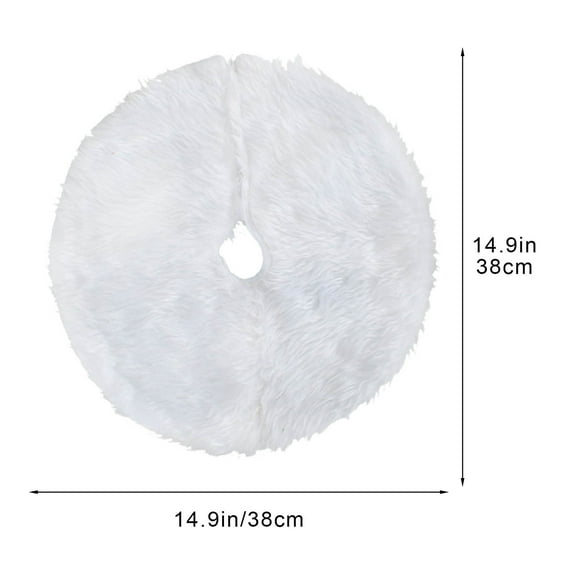 LanSuare Christmas Tree Skirt, 15Inch Solid Color White Soft Fuzz Tree Skirts Fluffy Christmas Decorations, Christmas Tree Skirts for Indoor Holiday, Party Decor