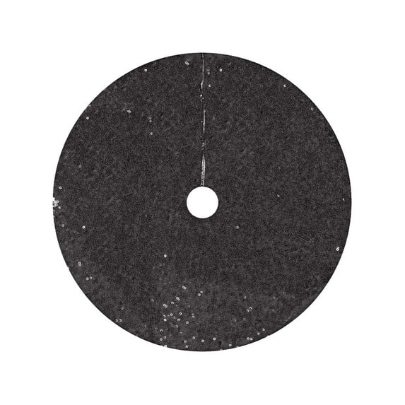 LanSuare Christmas Tree Skirt, 24Inch Sequin Xmas Tree Skirt, Glittering Christmas Tree Cover Skirt Mat for Holiday Christmas Tree Ornaments, Black