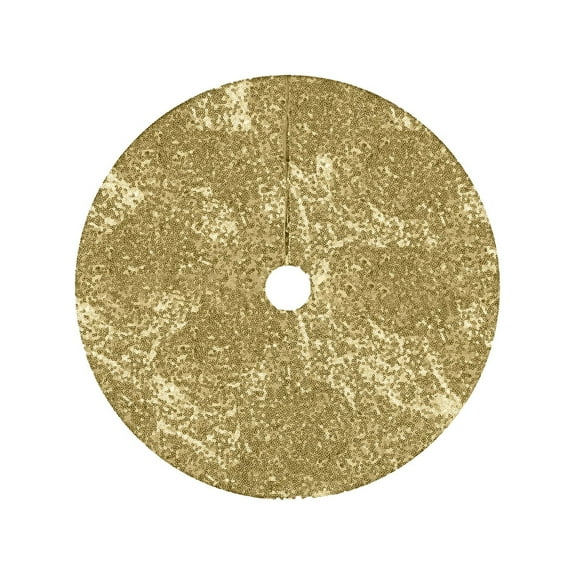 LanSuare Christmas Tree Skirt, 30Inch Sequin Xmas Tree Skirt, Glittering Christmas Tree Cover Skirt Mat for Holiday Christmas Tree Ornaments, Yellow