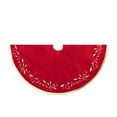 thumbnail image 1 of LanSuare Christmas Tree Skirt with Red Leaf, 24Inch Red Round Holiday Arrangement Decorative Mat for Christmas Tree Base Decor, Home Bedroom and Bedside Decor, Living Room, 1 of 7