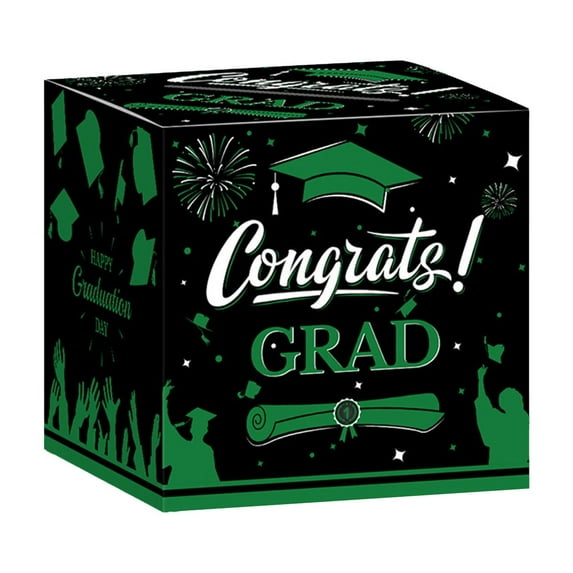 LanSuare 2025 Graduation Card Box Holder, Congrats Grad Foldable Cardboard Decorations Box for Graduation Party Decoration and Grad Parties
