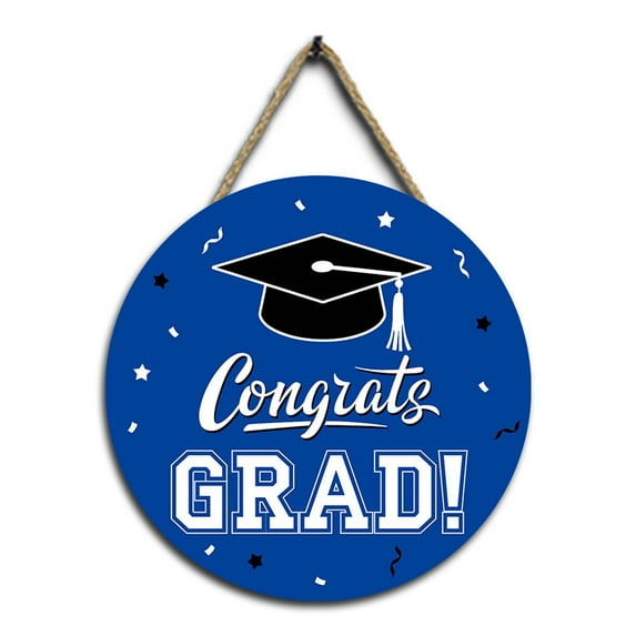 LanSuare 2025 Graduation Wooden Circular Wall Hanging Decoration with Congrats Graduation Sign for College High School Graduation Party Supplies