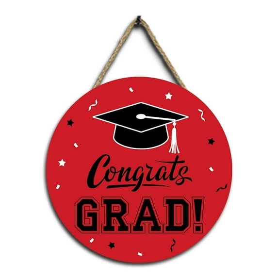 LanSuare 2025 Graduation Wooden Circular Wall Hanging Decoration with Congrats Graduation Sign for College High School Graduation Party Supplies