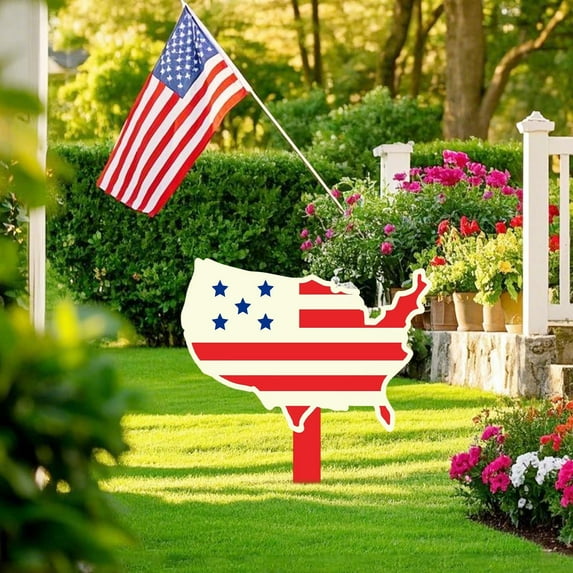 LanSuare 4th of July Garden Stake with American Flag Heart Shaped for Patriotic, Memorial Day, Independence Day Party Decorations
