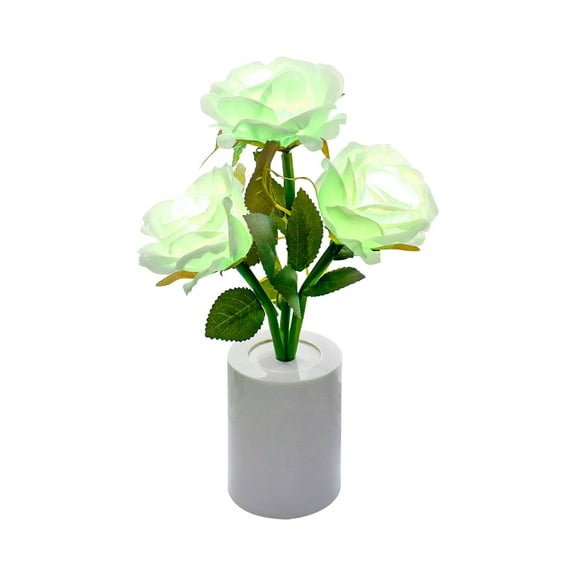 LanSuare Artificial Flower Night Light, Touch Stepless Dimming Flower with Vase Lamp, LED Desktop Decorative Landscape Lights for Festival Party Home Decor