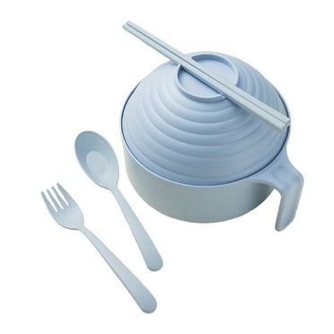 LanSuare Clearance Microwave Ramen Bowl ,Ramen Noodle Cooker with Lid and Handle,Comes with Spoon And Fork For Home Office Dorm Room College