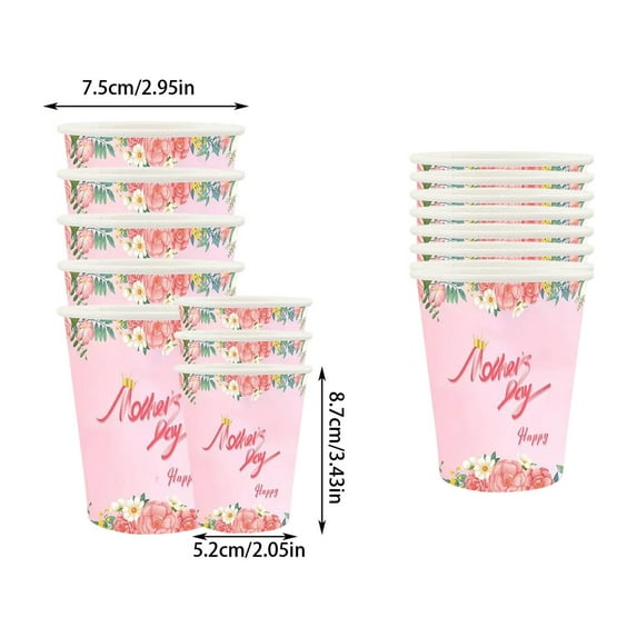 LanSuare Mother's Day Disposable Tableware - Paper Dinner Plates,Luncheon Napkins, Cups and Drinking Straw for Happy Mother's Day Party Supplies