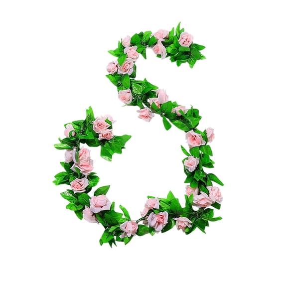 LanSuare Rose Vine Flowers - Artificial Plastic Simulation with Green Leaves Hanging for Room, Wedding Birthday Wall Arch Decor, Spring Pink Flower