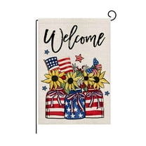LanSuare 4th of July Decorations Garden Flag American Flag Double-Sided Linen,Decorative Patriotic Flags for Yard Garden Porch Decoration