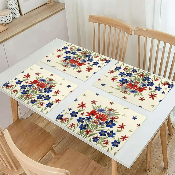 LanSuare 4th of July Placemats America Flag Stars Stripe Patriotic Memorial Day Independence Day Vintage Kitchen Dining Home Party Decoratio