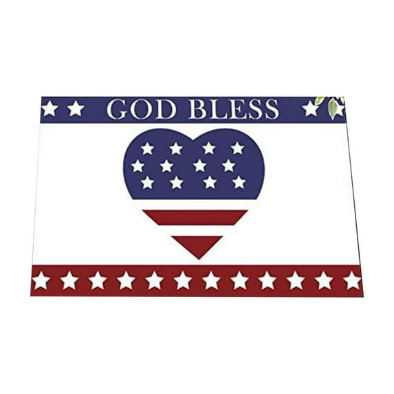 LanSuare 4th of July Patriotic Welcome Doormat Retro American Stars Stripes Door Mat Indoor Outdoor Home Kitchen Decoration